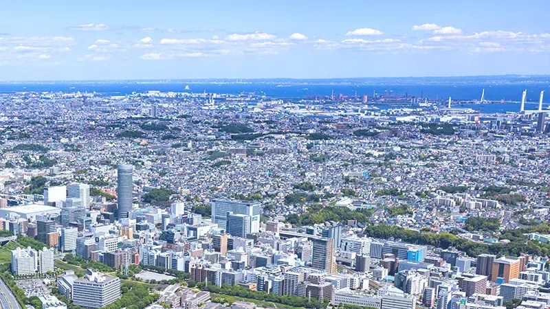 新横浜を上空から見た写真